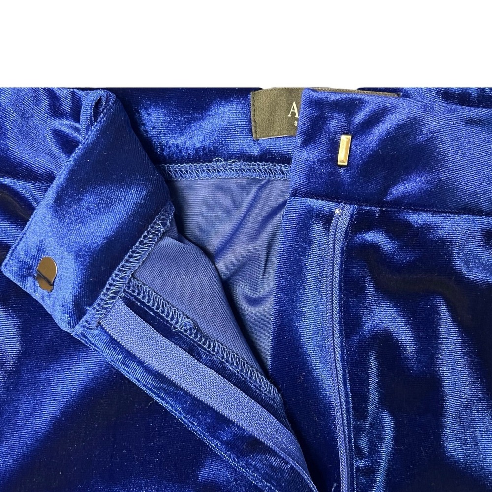 Akira Mia Luxe 2PC Outfit‎ Set Size M Cobalt Blue Velvet Rhinestone Glam Party - Picture 14 of 16